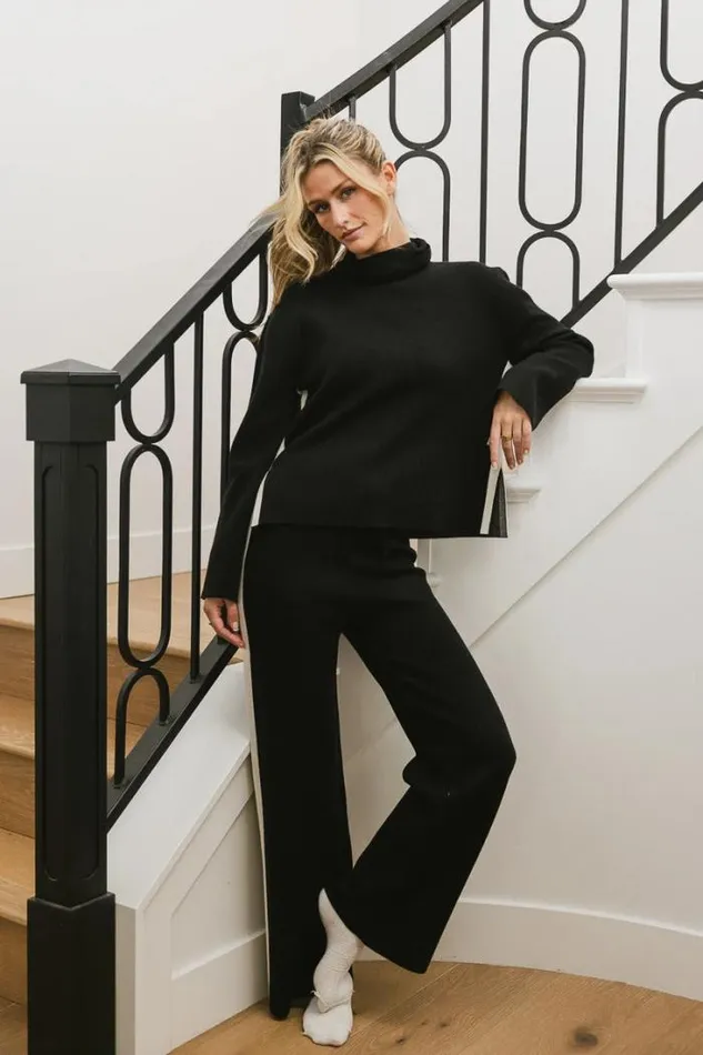 Bohme Loungewear Kiara Knit Sweater In Black Black 8211 Women