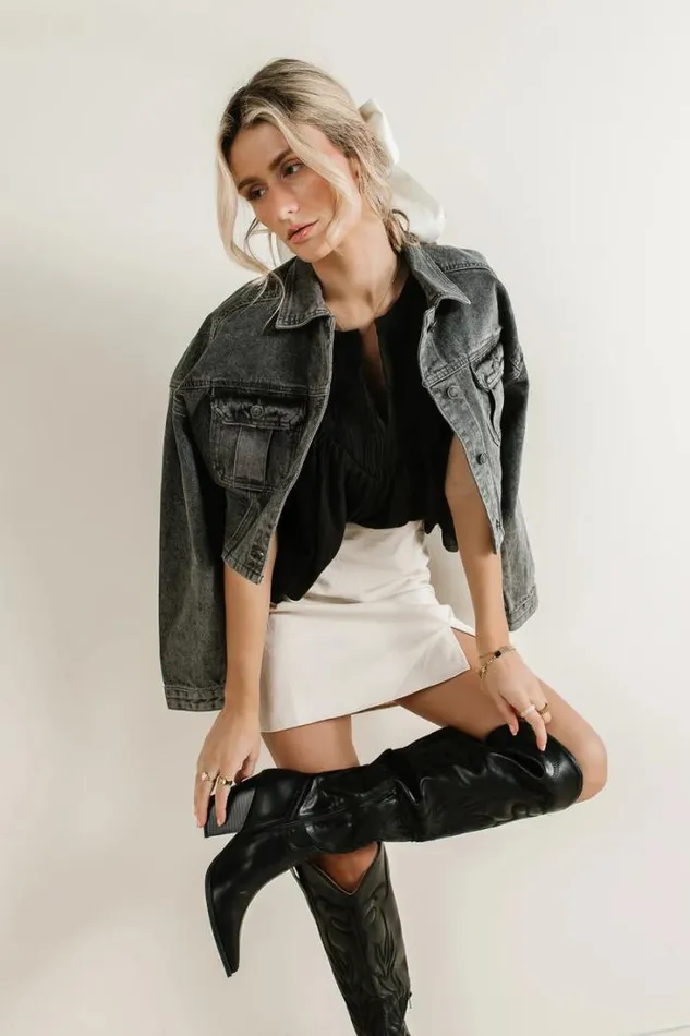 Bohme Outerwear Hayes Cropped Denim Jacket Black 8211 Women Bohme Outerwear Hayes Cropped Denim Jacket Black 8211 Women