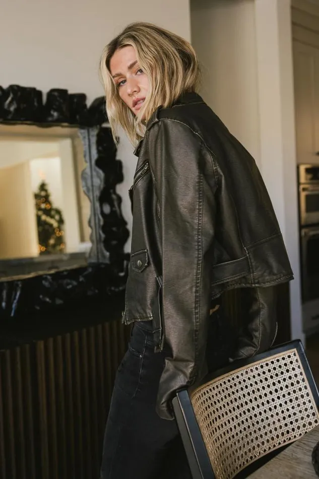 Bohme Outerwear Vintage Washed Moto Jacket Black 8211 Women Bohme Outerwear Vintage Washed Moto Jacket Black 8211 Women