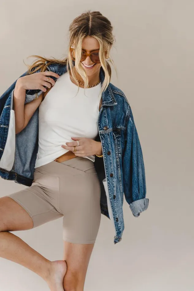Bohme Shorts Gia Ribbed Biker Shorts 8211 FINAL SALE Sand 8211 Women