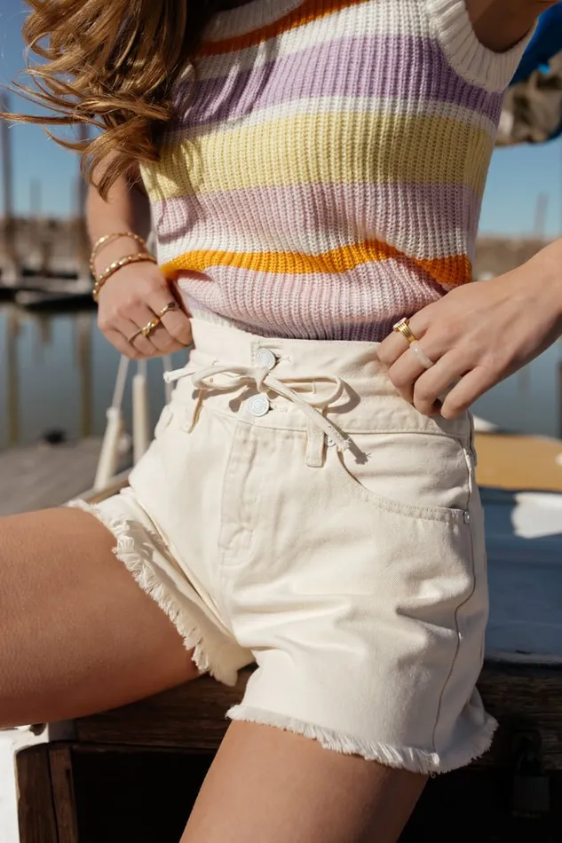 Bohme Shorts KanCan Fern Tie Waist Shorts 8211 FINAL SALE Cream 8211 Women Bohme Shorts KanCan Fern Tie Waist Shorts 8211 FINAL SALE Cream 8211 Women