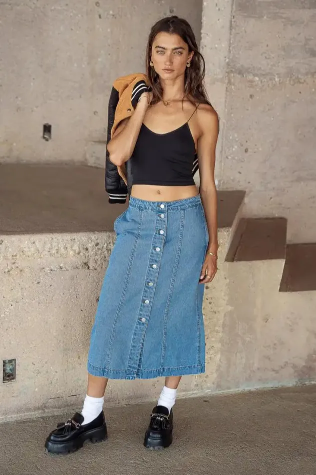 Bohme Skirts Kaylee Button Denim Skirt Medium Wash 8211 Women Bohme Skirts Kaylee Button Denim Skirt Medium Wash 8211 Women