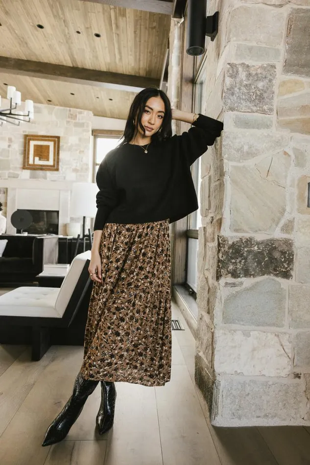 Bohme Skirts Kristina Floral Skirt In Brown Brown 8211 Women Bohme Skirts Kristina Floral Skirt In Brown Brown 8211 Women