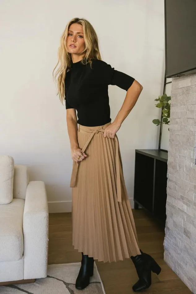Bohme Skirts Neve Pleated Skirt In Mocha 8211 FINAL SALE Mocha 8211 Women Bohme Skirts Neve Pleated Skirt In Mocha 8211 FINAL SALE Mocha 8211 Women