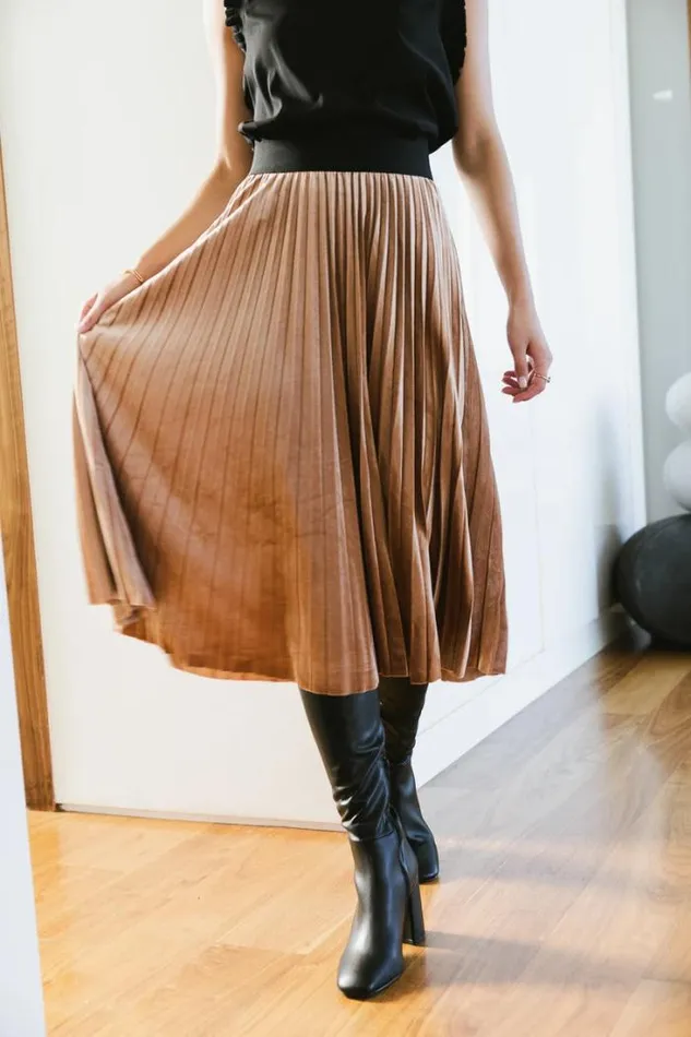 Bohme Skirts Zoe Velour Skirt In Taupe 8211 FINAL SALE Taupe 8211 Women Bohme Skirts Zoe Velour Skirt In Taupe 8211 FINAL SALE Taupe 8211 Women