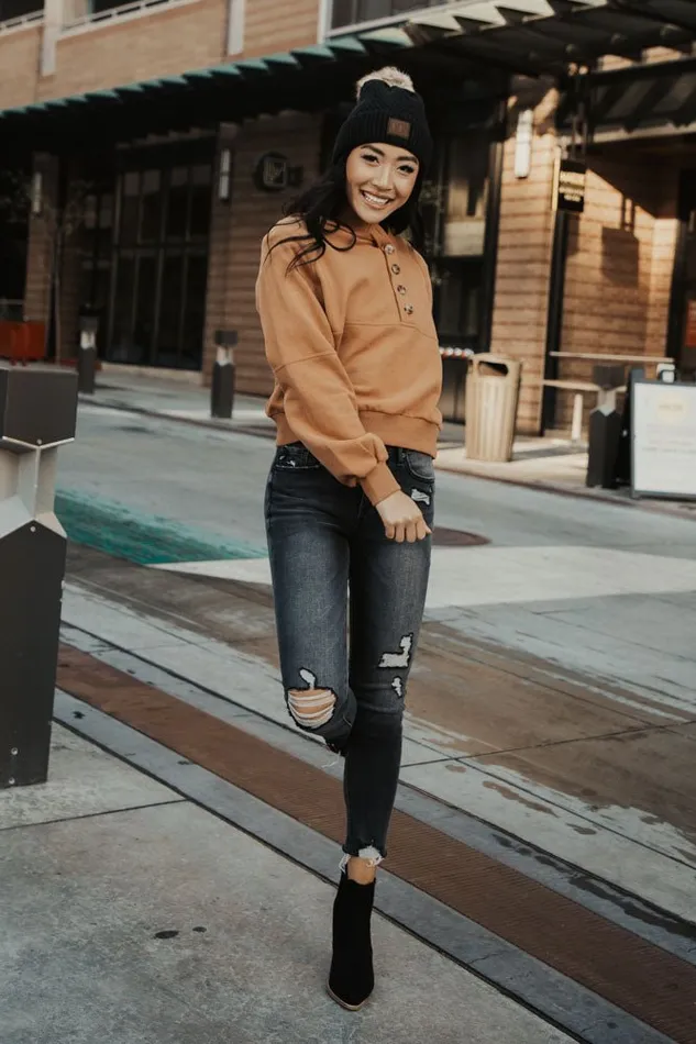 Bohme Sweaters Button Front Cropped Hoodie In Tangerine 8211 FINAL SALE Tangerine 8211 Women Bohme Sweaters Button Front Cropped Hoodie In Tangerine 8211 FINAL SALE Tangerine 8211 Women