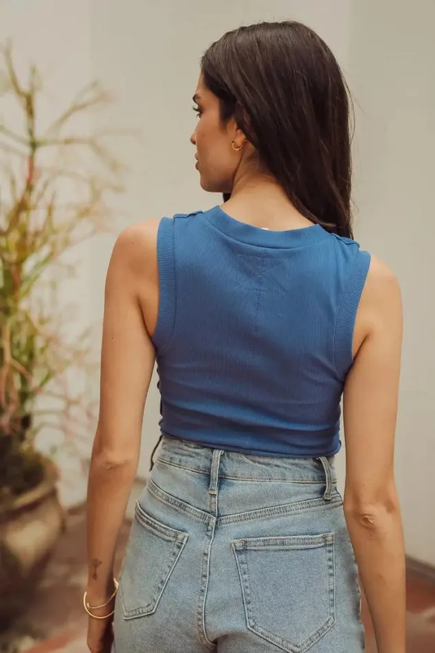Bohme Tees and Tanks Ruby Tank In Blue 8211 FINAL SALE Blue 8211 Women Bohme Tees and Tanks Ruby Tank In Blue 8211 FINAL SALE Blue 8211 Women