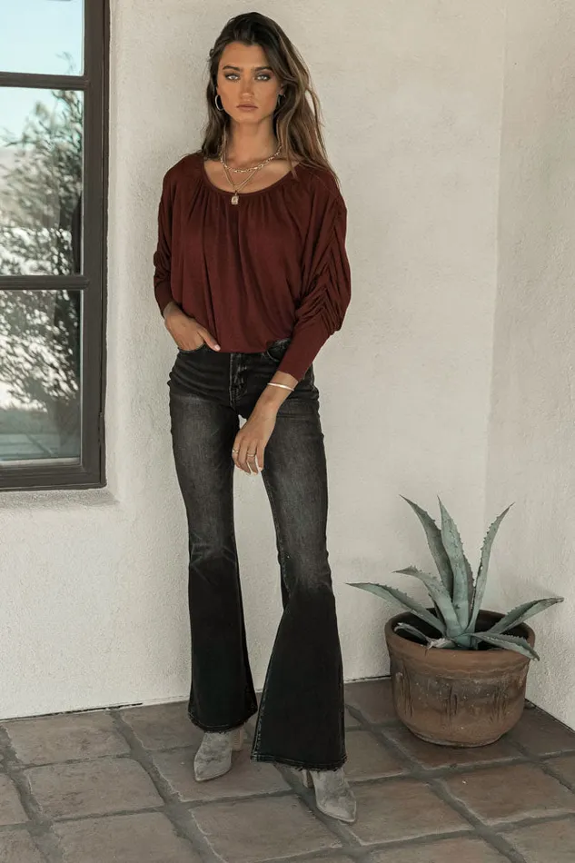 Bohme Tees and Tanks Trista Ruched Sleeve Top 8211 FINAL SALE Olive 8211 Women Bohme Tees and Tanks Trista Ruched Sleeve Top 8211 FINAL SALE Olive 8211 Women