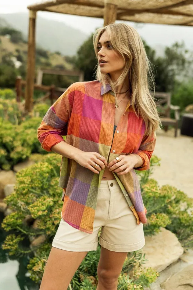 Bohme Tops Agnes Button Up Magenta 8211 Women
