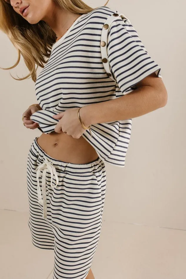 Bohme Tops Amanda Striped TShirt In Navy Navy 8211 Women