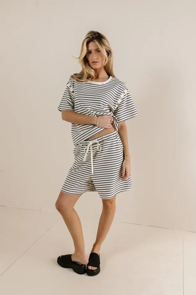 Bohme Tops Amanda Striped TShirt In Navy Navy 8211 Women