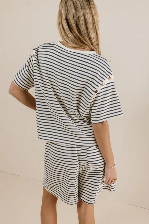 Bohme Tops Amanda Striped TShirt In Navy Navy 8211 Women