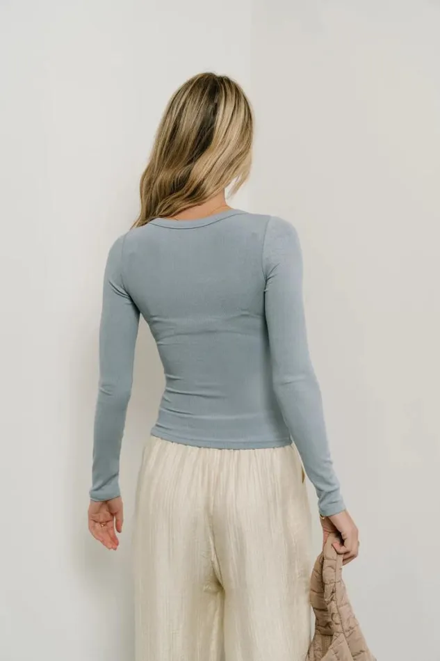 Bohme Tops Audrey Ribbed Top In Blue Blue 8211 Women Bohme Tops Audrey Ribbed Top In Blue Blue 8211 Women