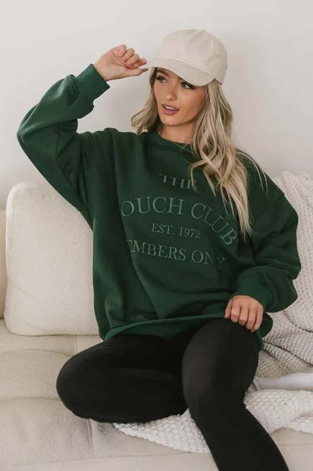 Bohme Tops Couch Club Embroidered Sweatshirt Hunter Green 8211 Women