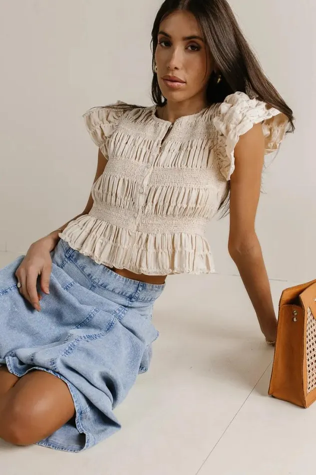 Bohme Tops Daleska Smocked Blouse Cream 8211 Women