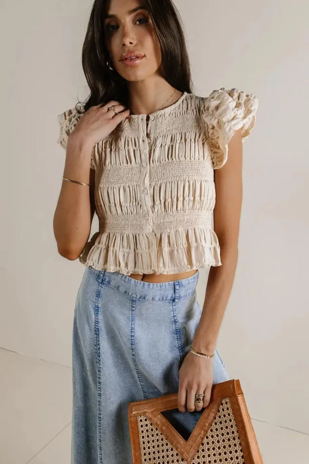 Bohme Tops Daleska Smocked Blouse Cream 8211 Women Bohme Tops Daleska Smocked Blouse Cream 8211 Women