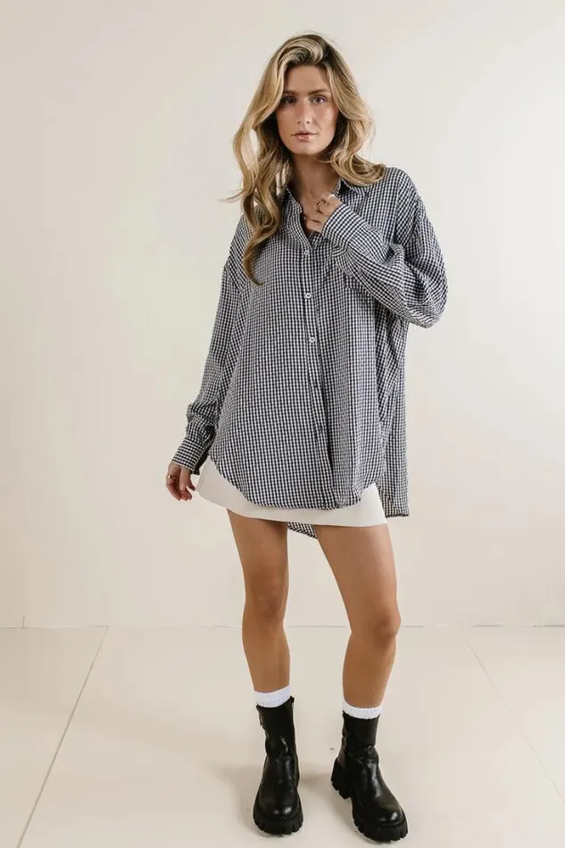 Bohme Tops Ellie Gingham Button Up Black 8211 Women Bohme Tops Ellie Gingham Button Up Black 8211 Women