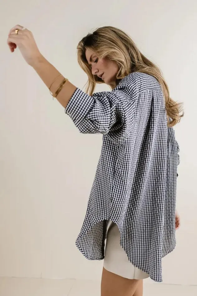 Bohme Tops Ellie Gingham Button Up Black 8211 Women Bohme Tops Ellie Gingham Button Up Black 8211 Women