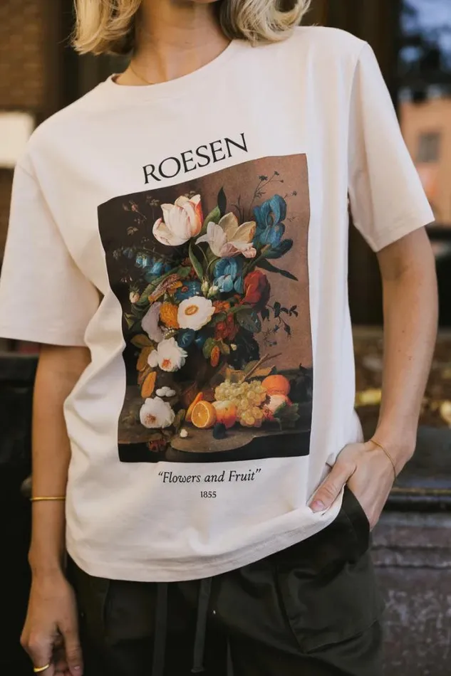 Bohme Tops Flowers And Fruit Graphic Tee Cream 8211 Women