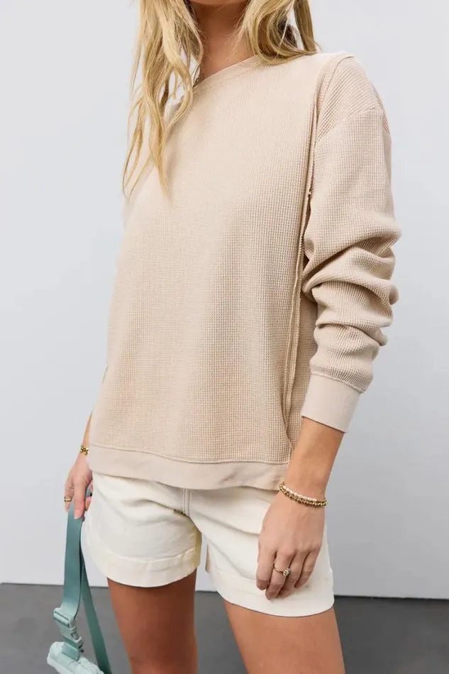 Bohme Tops Georgia Waffle Knit Top In Cream Cream 8211 Women