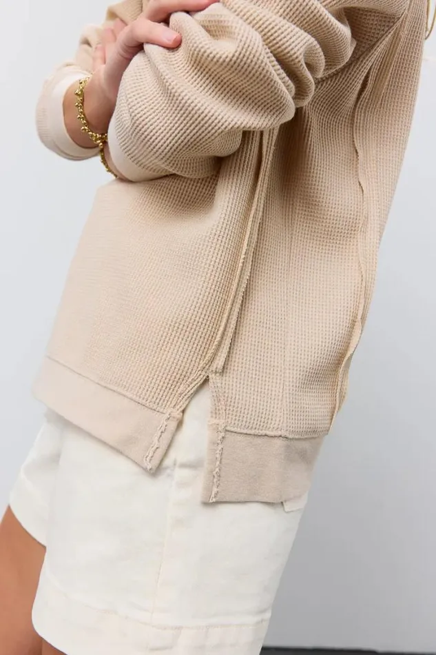 Bohme Tops Georgia Waffle Knit Top In Cream Cream 8211 Women