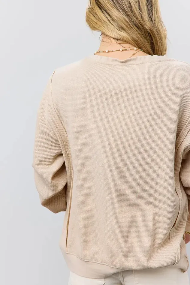Bohme Tops Georgia Waffle Knit Top In Cream Cream 8211 Women