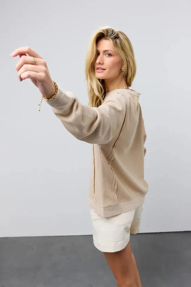 Bohme Tops Georgia Waffle Knit Top In Cream Cream 8211 Women