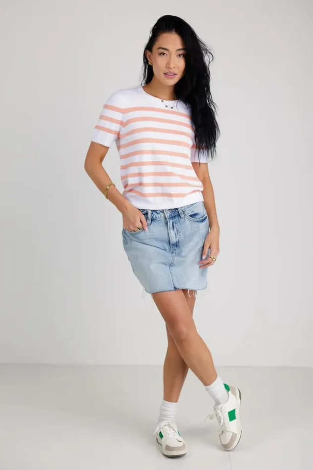 Bohme Tops Gloria Striped Sweater Top In Coral Coral 8211 Women Bohme Tops Gloria Striped Sweater Top In Coral Coral 8211 Women