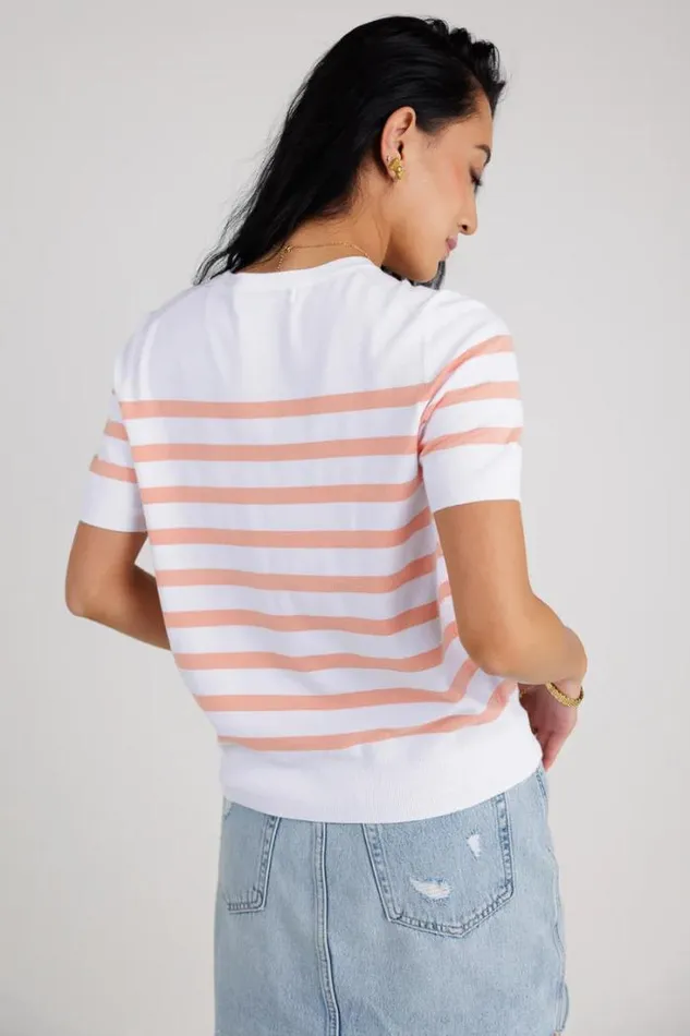 Bohme Tops Gloria Striped Sweater Top In Coral Coral 8211 Women Bohme Tops Gloria Striped Sweater Top In Coral Coral 8211 Women