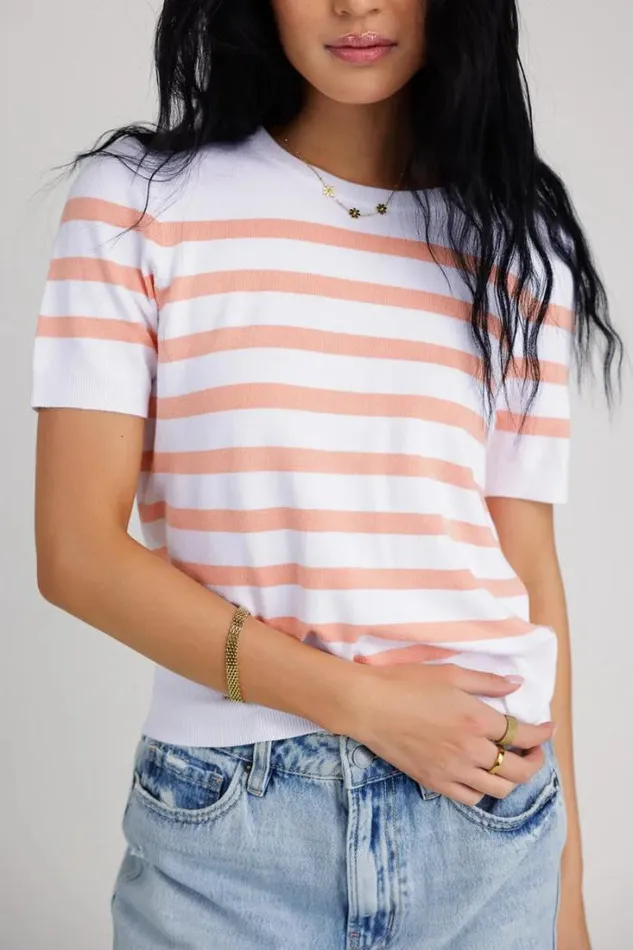 Bohme Tops Gloria Striped Sweater Top In Coral Coral 8211 Women Bohme Tops Gloria Striped Sweater Top In Coral Coral 8211 Women