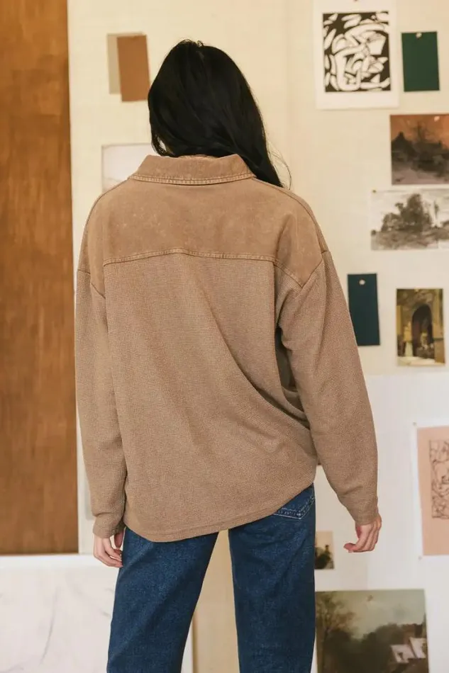 Bohme Tops Isabelle Waffle Knit Henley Top In Mocha Mocha 8211 Women Bohme Tops Isabelle Waffle Knit Henley Top In Mocha Mocha 8211 Women