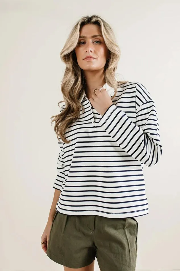 Bohme Tops Layla Collared Striped Top White 8211 Women
