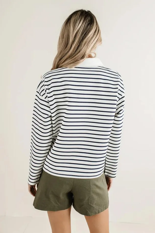 Bohme Tops Layla Collared Striped Top White 8211 Women