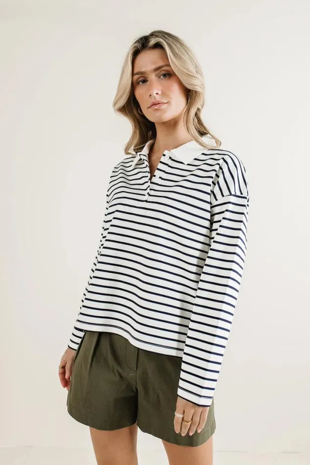Bohme Tops Layla Collared Striped Top White 8211 Women