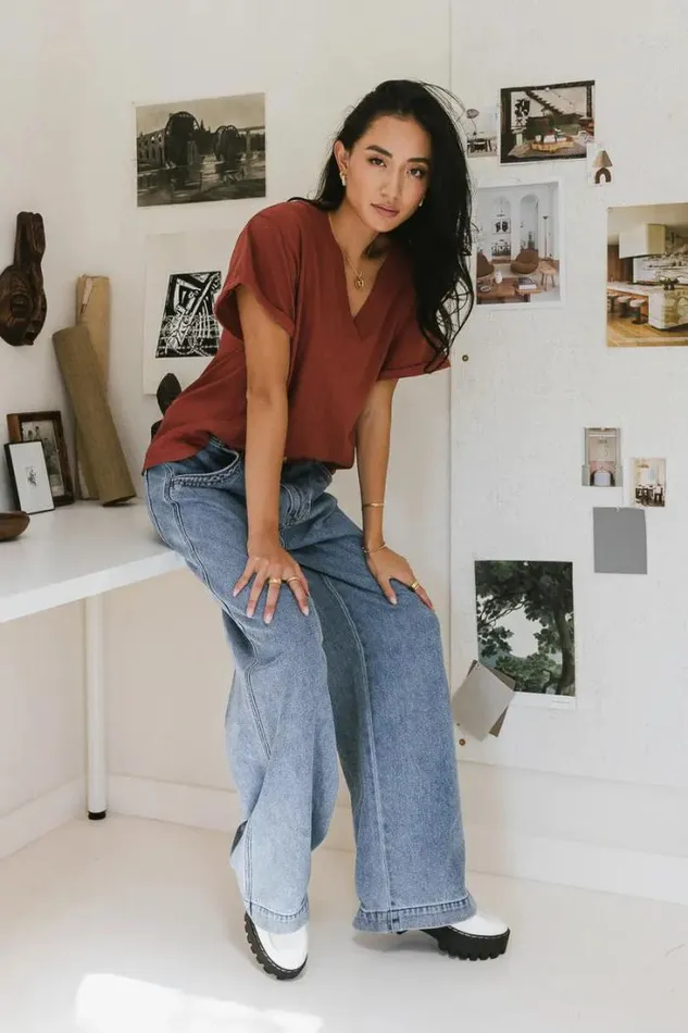 Bohme Tops Logan Contrast Top In Brick Brick 8211 Women Bohme Tops Logan Contrast Top In Brick Brick 8211 Women