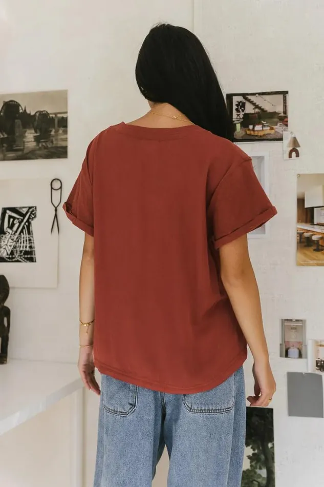 Bohme Tops Logan Contrast Top In Brick Brick 8211 Women Bohme Tops Logan Contrast Top In Brick Brick 8211 Women