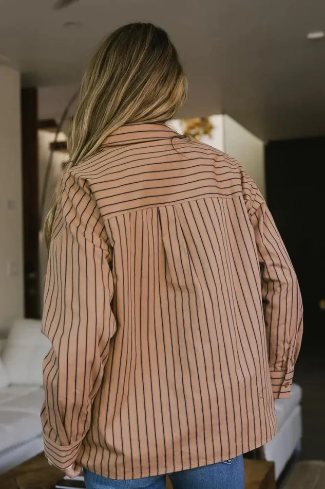 Bohme Tops Matilda Striped Button Up In Brown Brown 8211 Women Bohme Tops Matilda Striped Button Up In Brown Brown 8211 Women