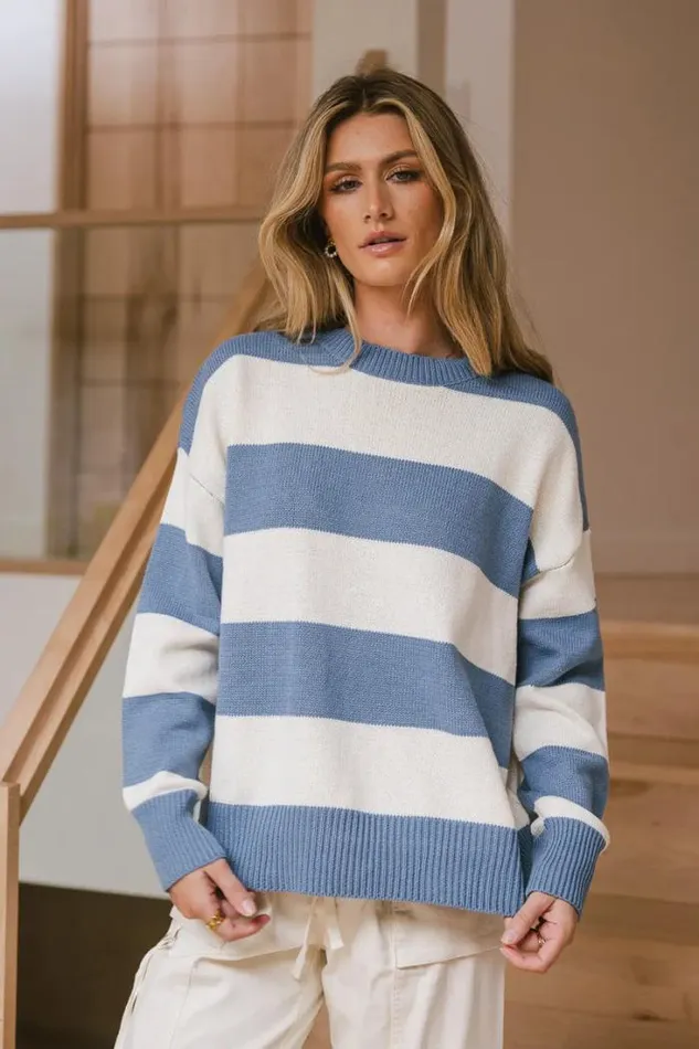 Bohme Tops Micah Striped Sweater In Blue Blue 8211 Women Bohme Tops Micah Striped Sweater In Blue Blue 8211 Women