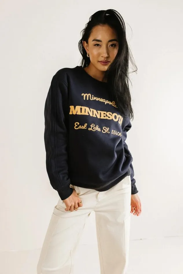 Bohme Tops Minnesota Embroidered Sweatshirt Navy 8211 Women