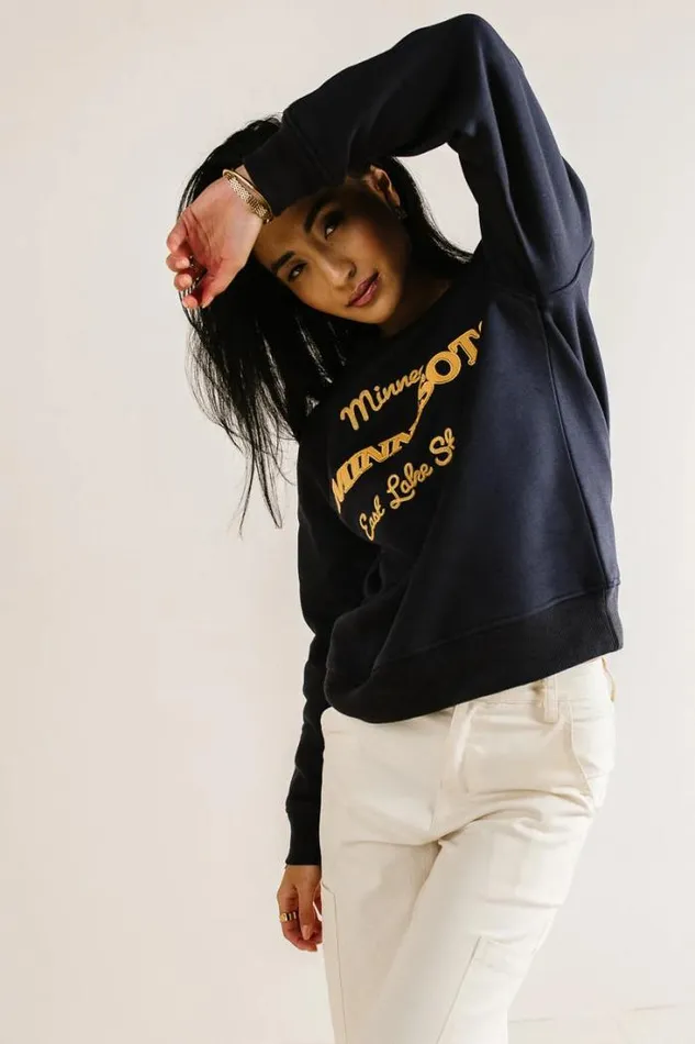 Bohme Tops Minnesota Embroidered Sweatshirt Navy 8211 Women Bohme Tops Minnesota Embroidered Sweatshirt Navy 8211 Women