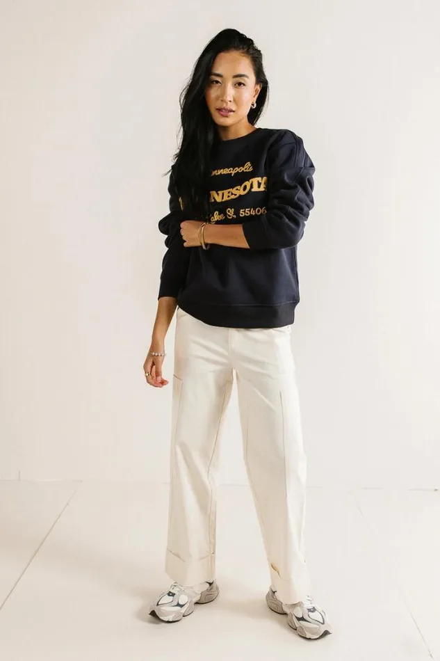Bohme Tops Minnesota Embroidered Sweatshirt Navy 8211 Women Bohme Tops Minnesota Embroidered Sweatshirt Navy 8211 Women