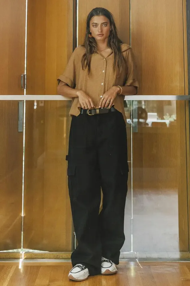 Bohme Tops Nadia Button Up Top In Camel 8211 FINAL SALE Camel 8211 Women