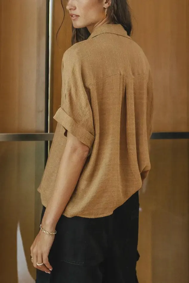 Bohme Tops Nadia Button Up Top In Camel 8211 FINAL SALE Camel 8211 Women Bohme Tops Nadia Button Up Top In Camel 8211 FINAL SALE Camel 8211 Women