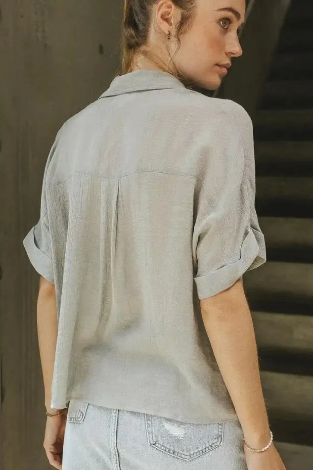 Bohme Tops Nadia Button Up Top In Light Grey Light Grey 8211 Women Bohme Tops Nadia Button Up Top In Light Grey Light Grey 8211 Women