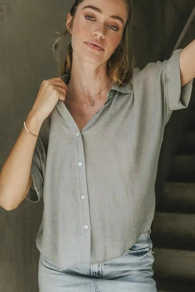 Bohme Tops Nadia Button Up Top In Light Grey Light Grey 8211 Women Bohme Tops Nadia Button Up Top In Light Grey Light Grey 8211 Women