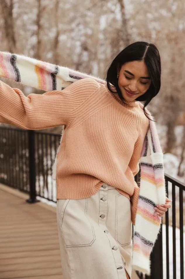 Bohme Tops Paige Mock Neck Sweater In Orange Orange 8211 Women