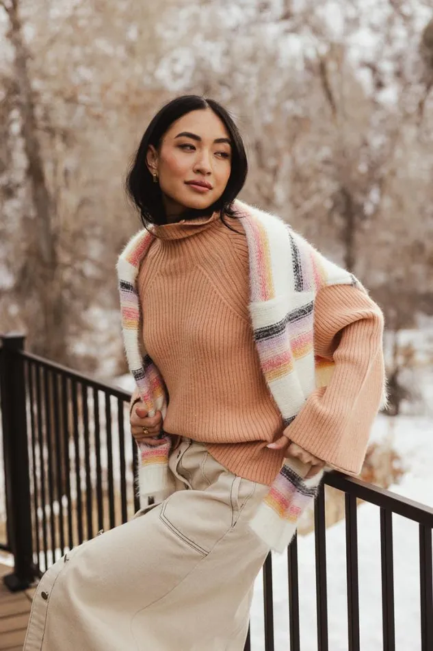 Bohme Tops Paige Mock Neck Sweater In Orange Orange 8211 Women Bohme Tops Paige Mock Neck Sweater In Orange Orange 8211 Women