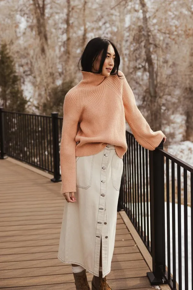 Bohme Tops Paige Mock Neck Sweater In Orange Orange 8211 Women Bohme Tops Paige Mock Neck Sweater In Orange Orange 8211 Women