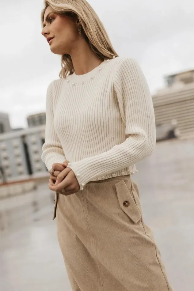 Bohme Tops Pearl Embellished Sweater In Cream Cream 8211 Women Bohme Tops Pearl Embellished Sweater In Cream Cream 8211 Women