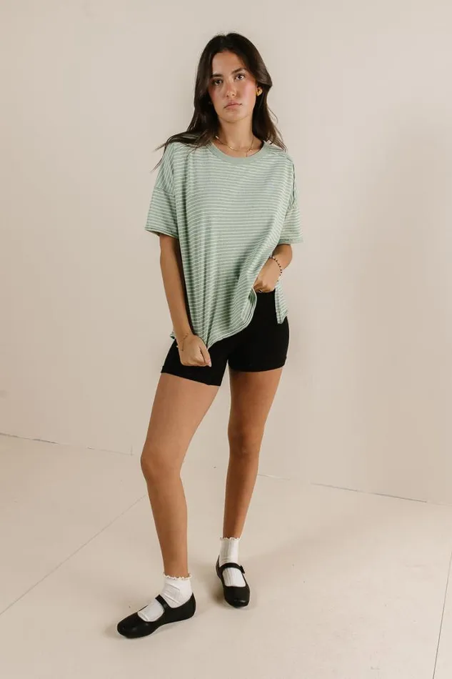 Bohme Tops Riley Striped TShirt In Sage Sage 8211 Women